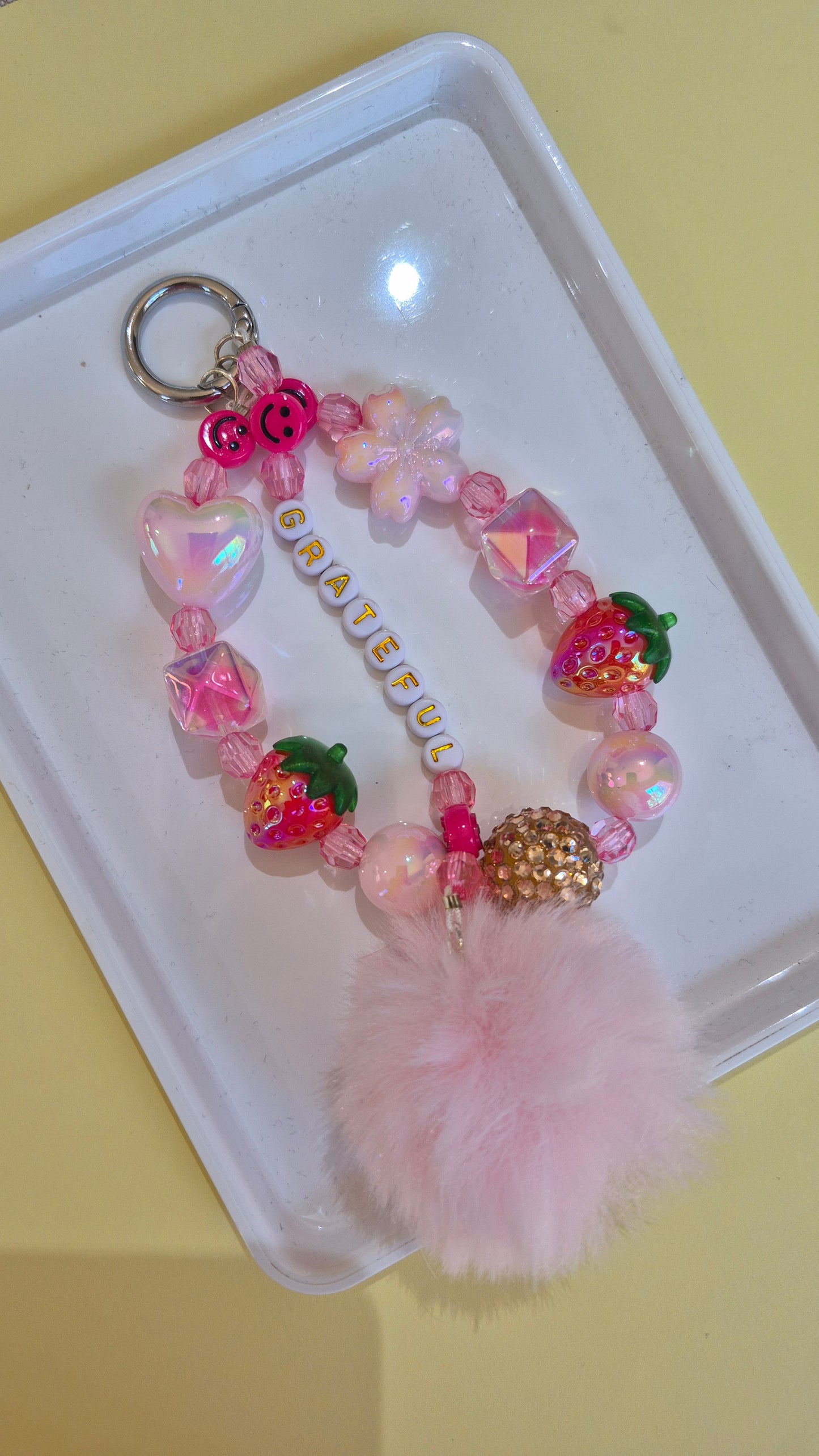 Pink Key Rings - Various - Acrylic Grateful & Joyous | Joy Hive