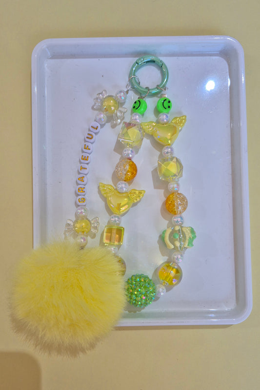 Grateful Golden Key Chain with Pom