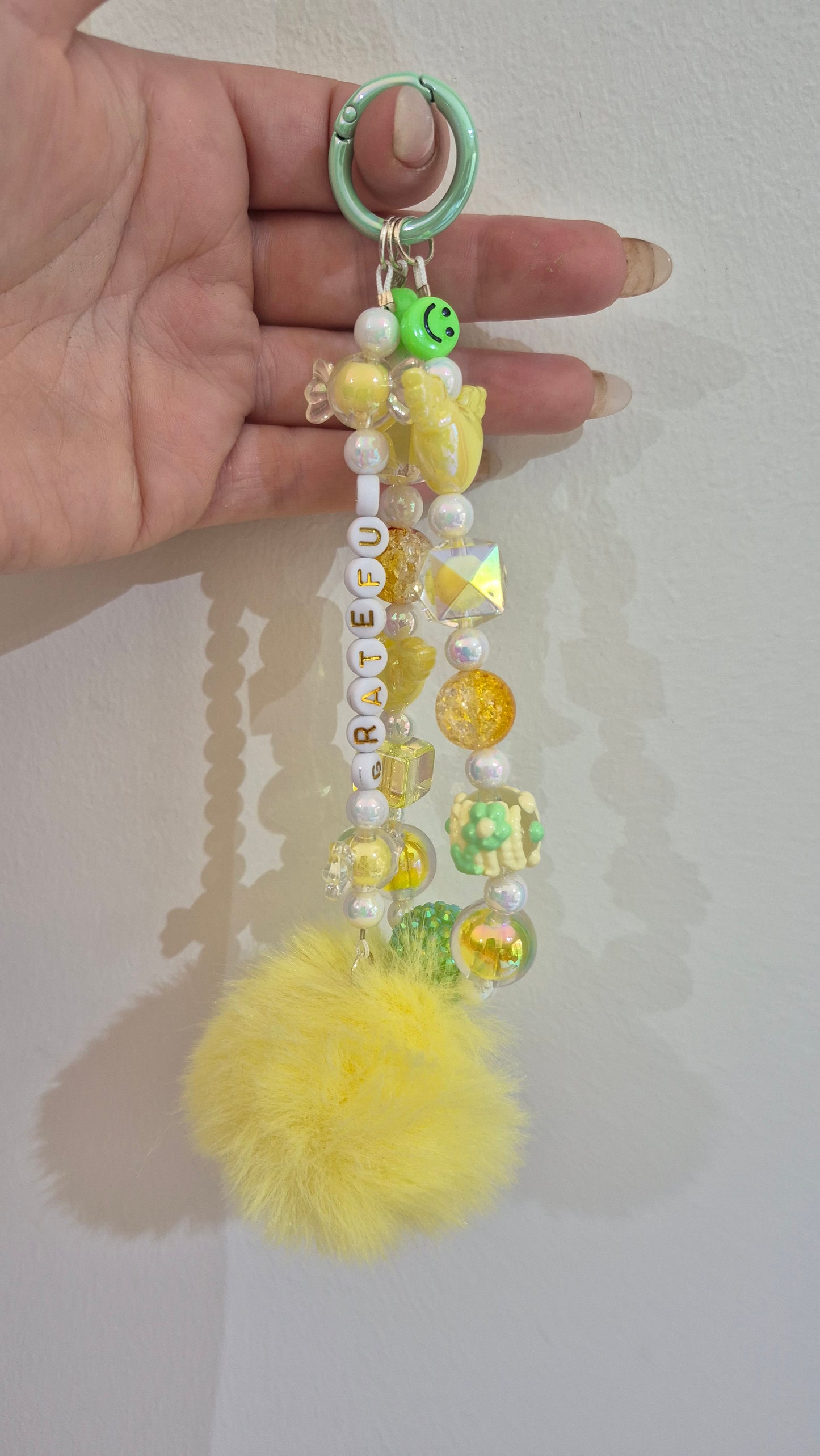 Grateful Golden Key Chain with Pom