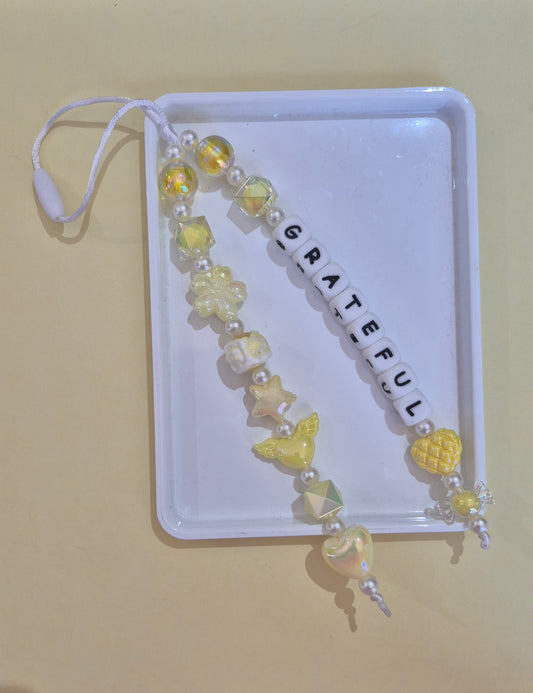 Gratitude Car Charm | 2-Strand Acrylic Beads | Golden Hive